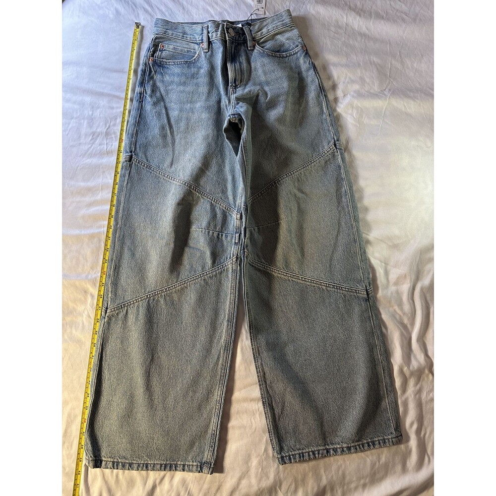 Garage Denim Womens Baggy Wide Leg Seamed Panel Jeans Size 00 23 Light Wash NWT